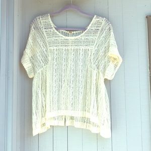 Free People sheer lace top in ivory